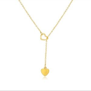NWT Gold Heart Y Necklace Dainty Drop Pendant Feminine Layering Jewelry